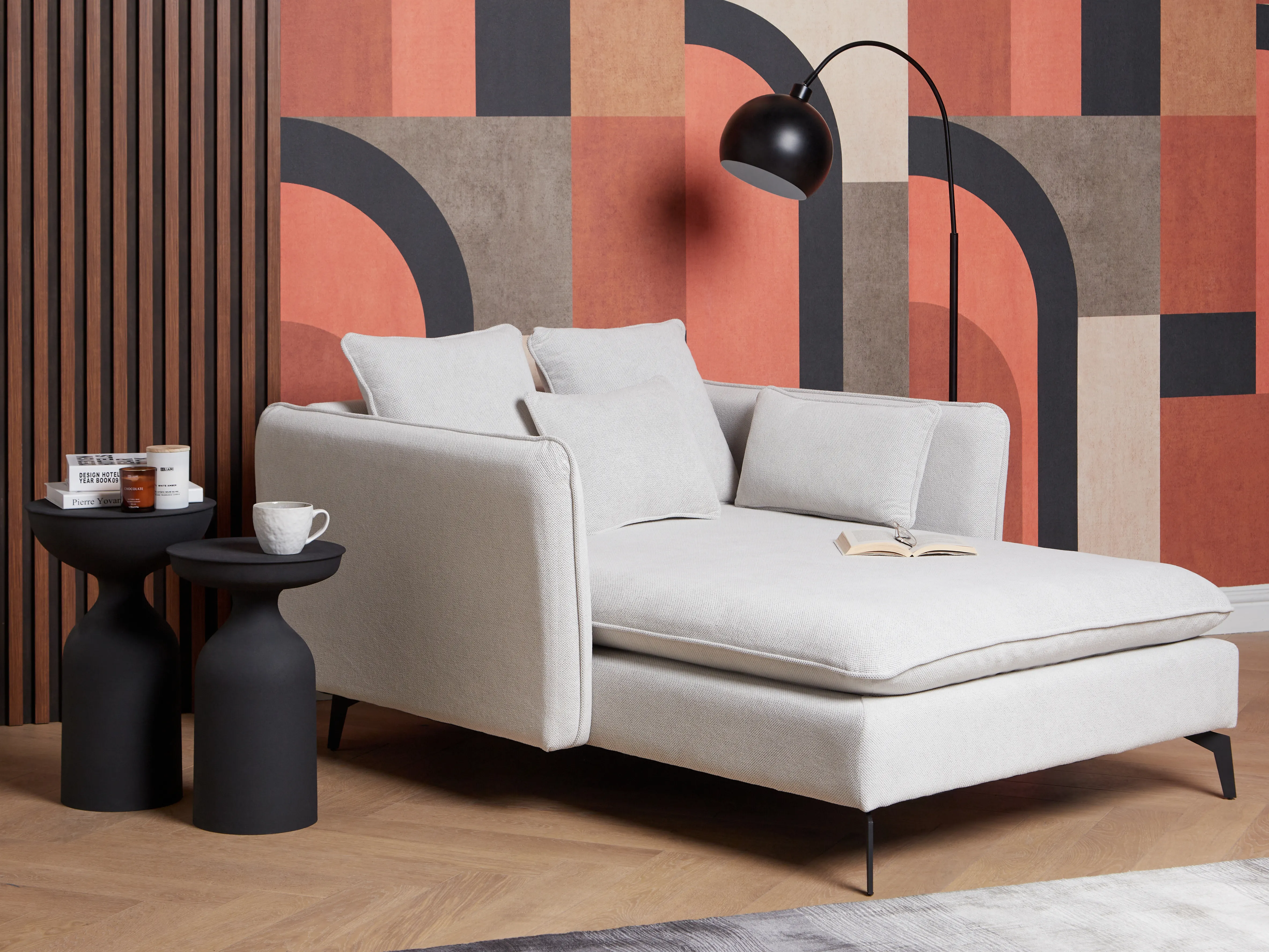 Chaise Longue CHARMES Fabric Light Beige