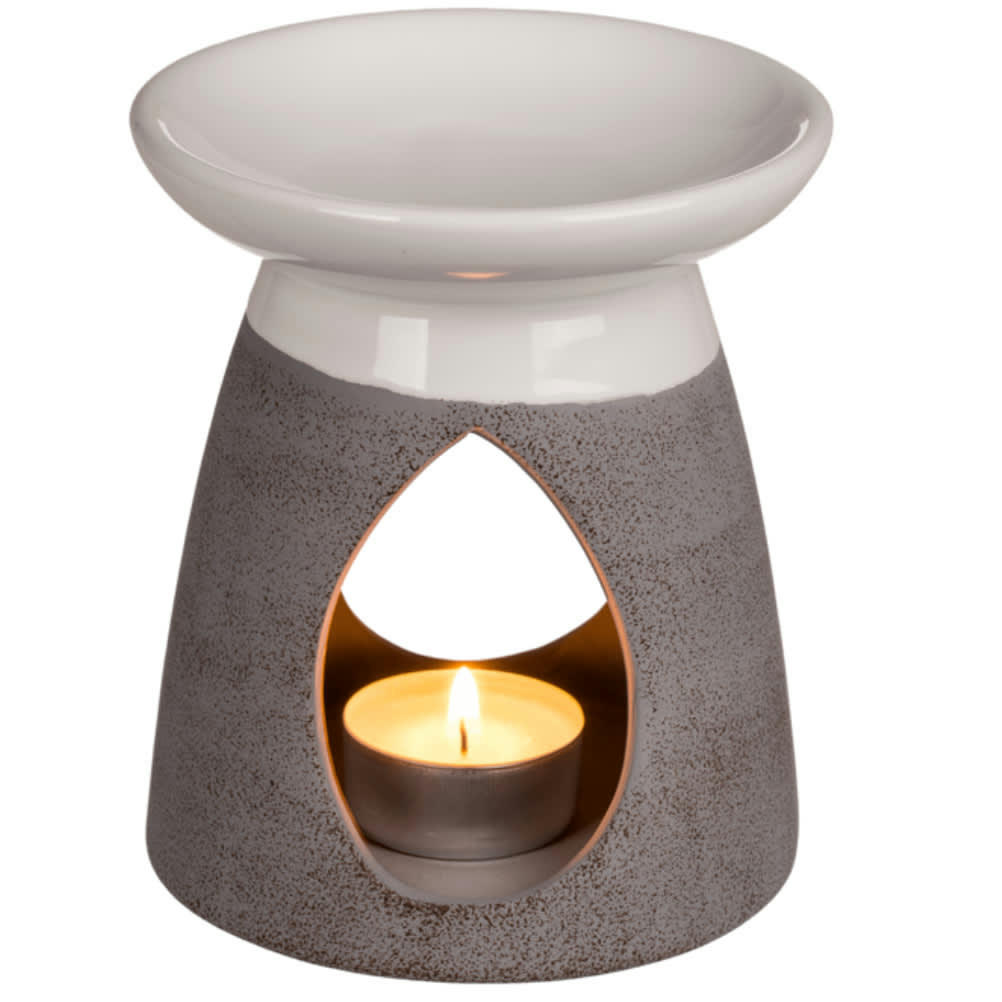- Brûle-Parfum blanc et gris en céramique