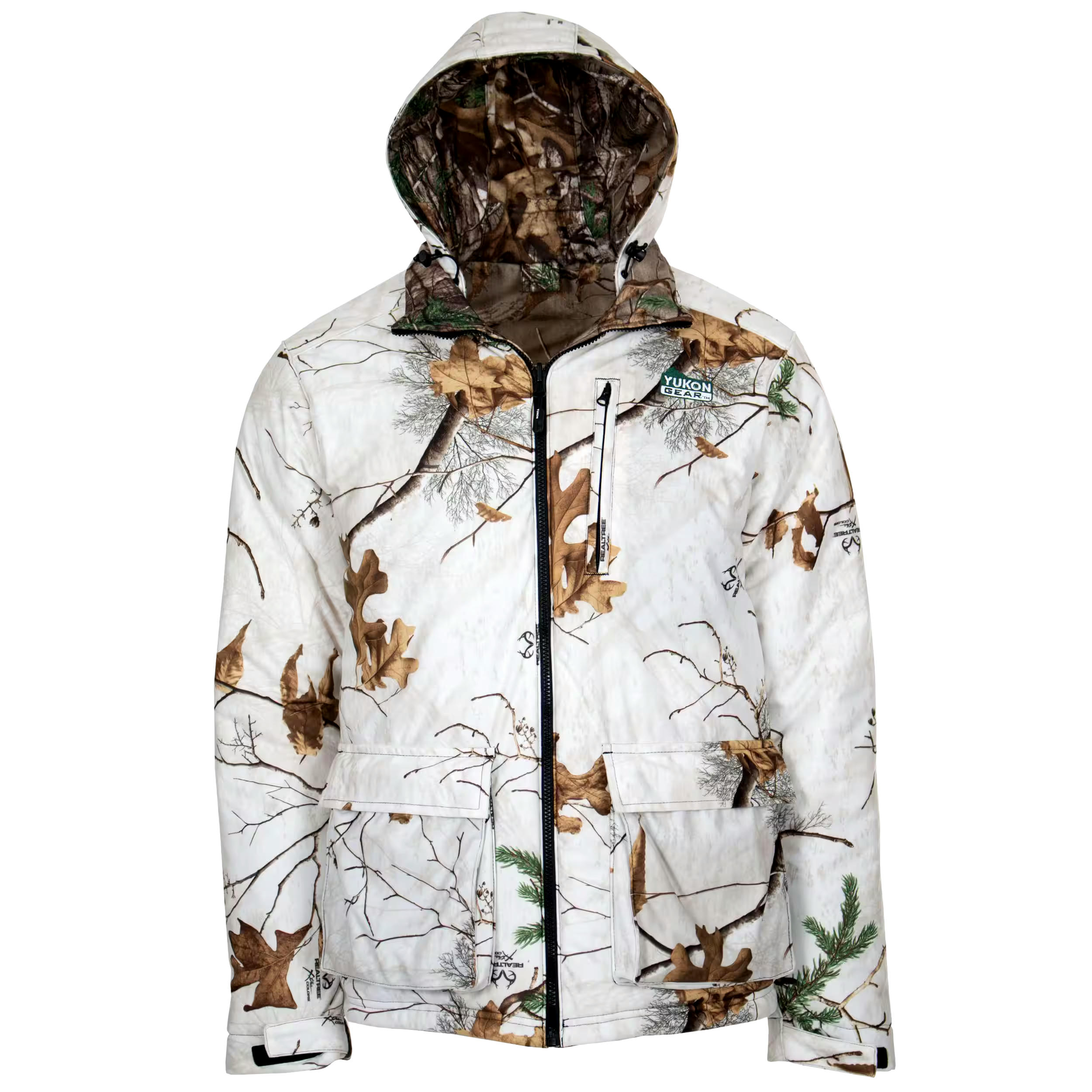 Yukon Gear Men's Reversible Waterproof Windproof Hunting Jacket, Snow/RealTree Xtra® Camo