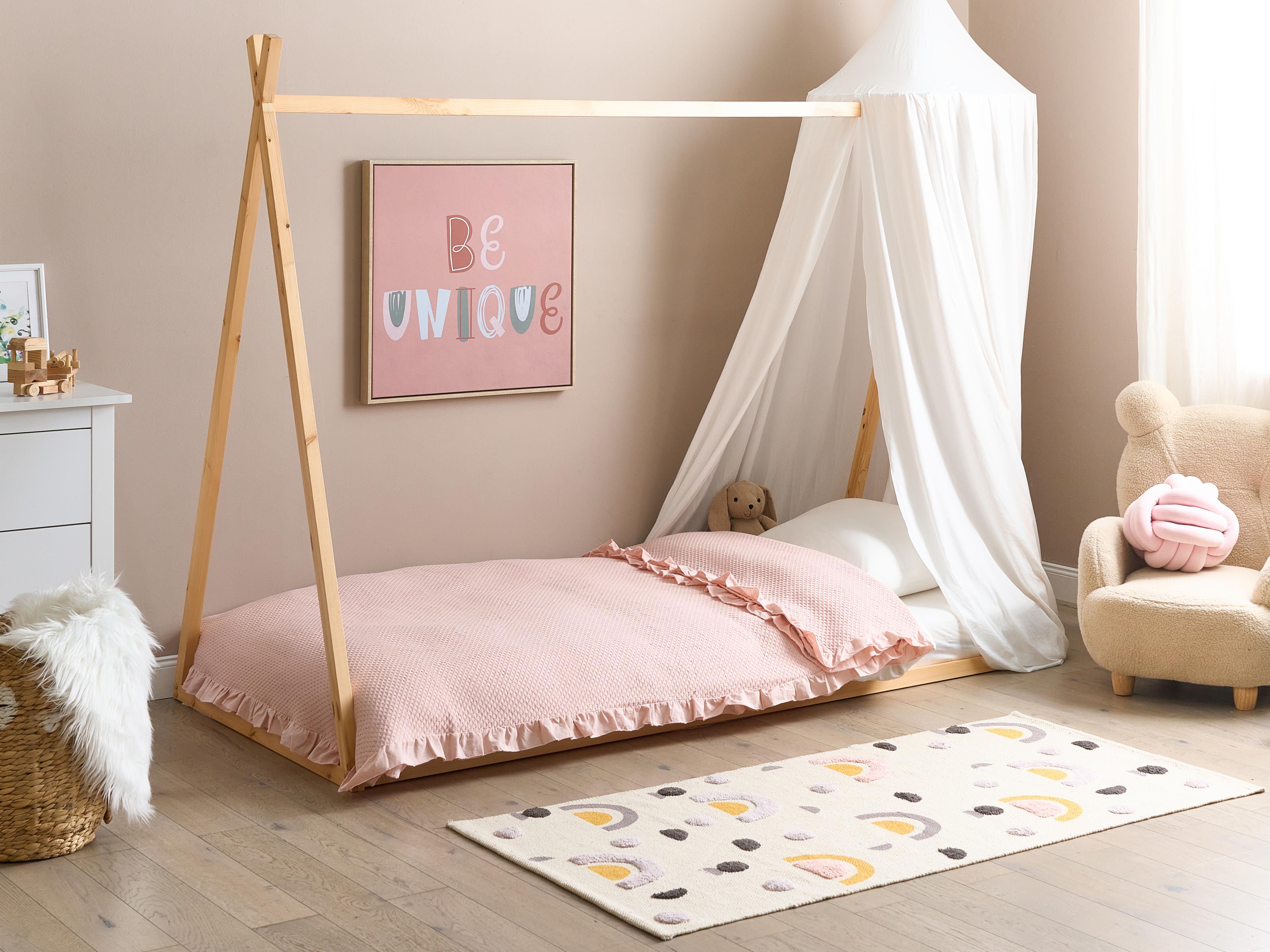 Kids Bed Teepee Pine Wood SAURAT 90 x 200 cm (EU Single) Light Brown