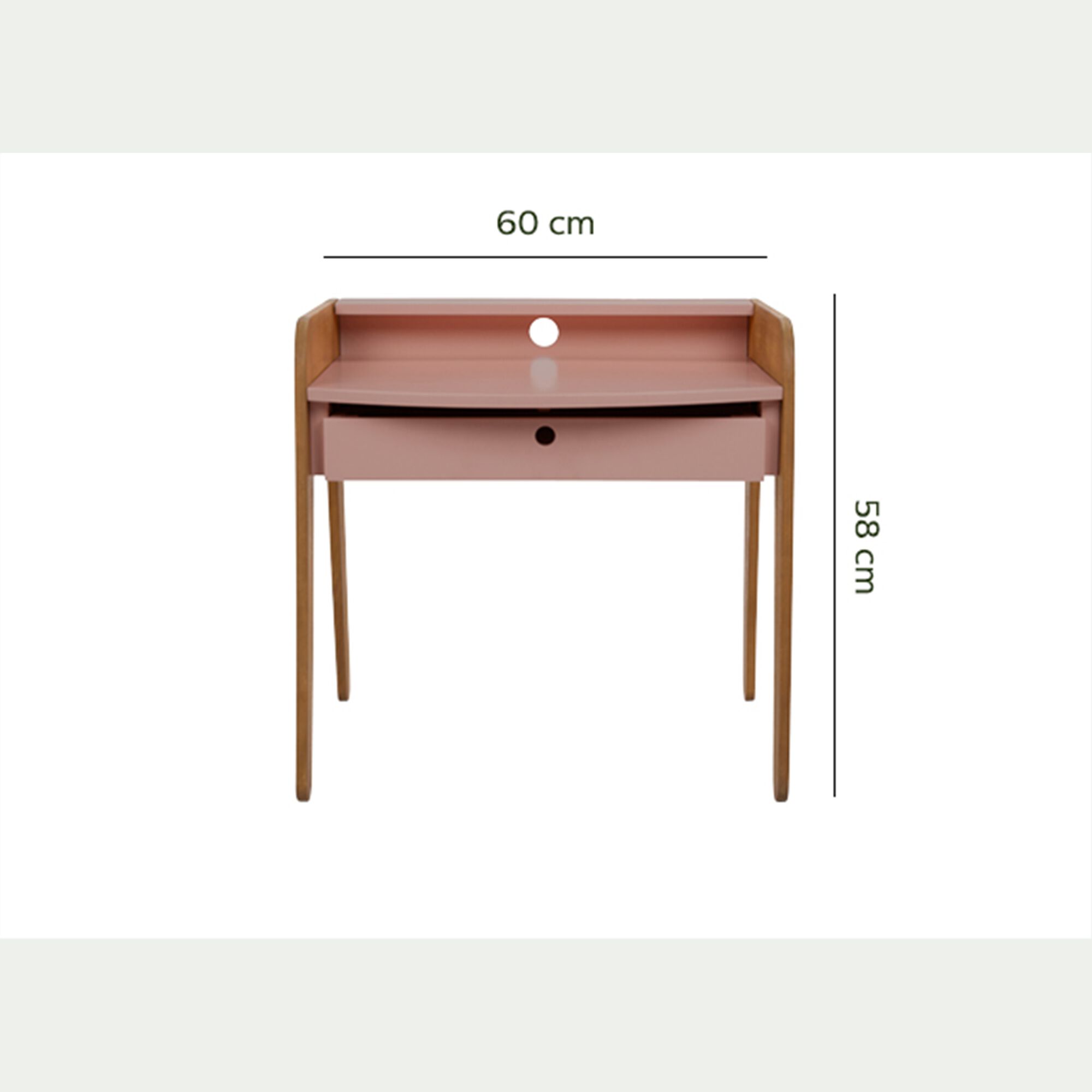 RAPHAEL - Bureau enfant en acacia - rose