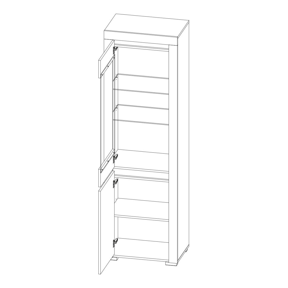 - Vitrine 2 portes LED inclus stratifiés naturel et gris