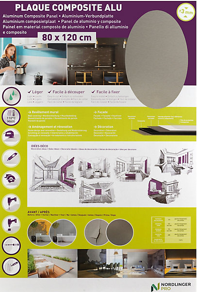 Crédence aluminium champagne 120 x 80 cm