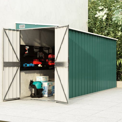 NNEVL Wall-mounted Garden Shed Green 118x382x178 cm Galvanised Steel