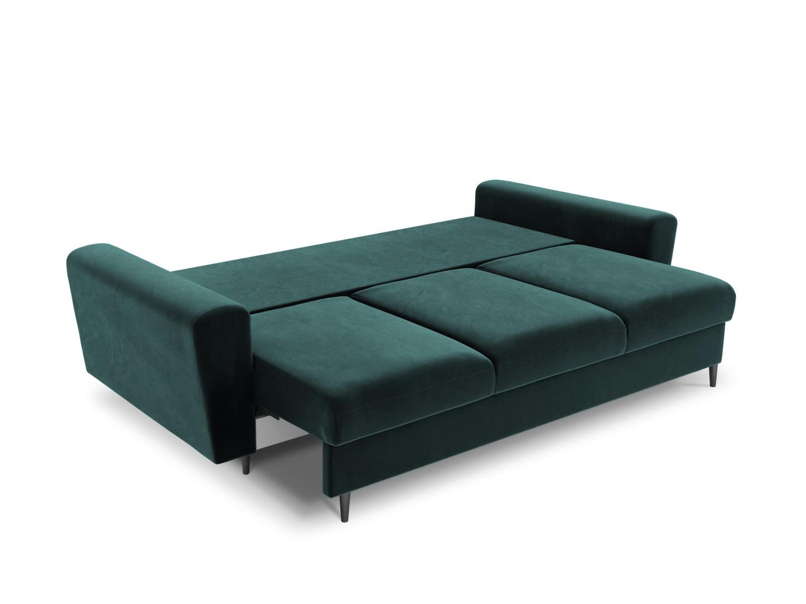 MOGHAN - Canapé convertible 3 places en tissu velours pétrole