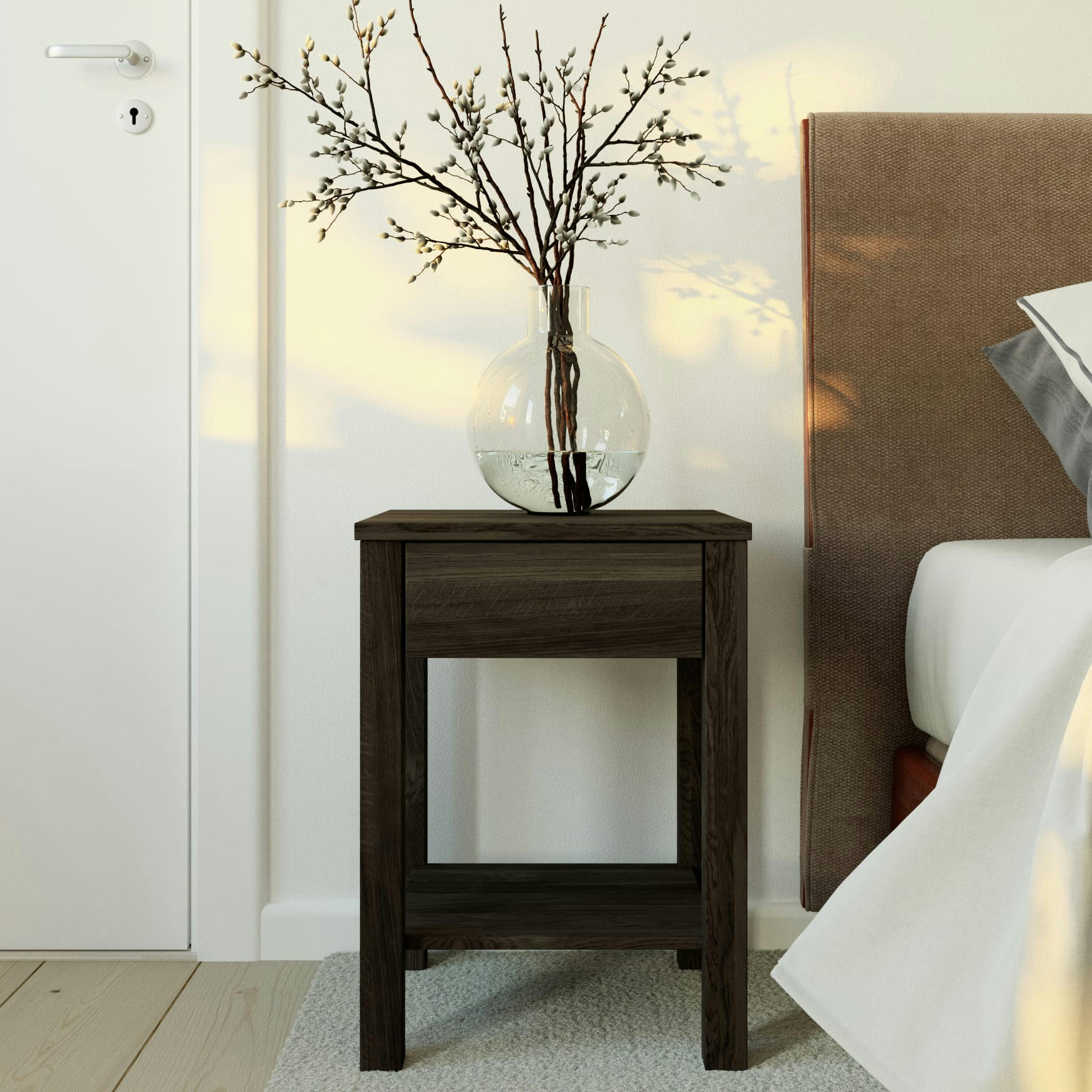 TOMMY - Lot de 2 Table de chevet en hêtre massif noir