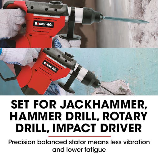 NNEMB 1500W Pro-Grade Electric Rotary Jackhammer Hammer Drill-with 2 Bonus Chisels-3 Drill Bits