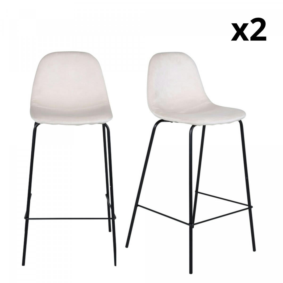CONSTAB - Lot de 2 tabourets moderne en simili beige