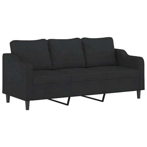 NNEVL 3 Piece Sofa Set with Pillows Black Fabric