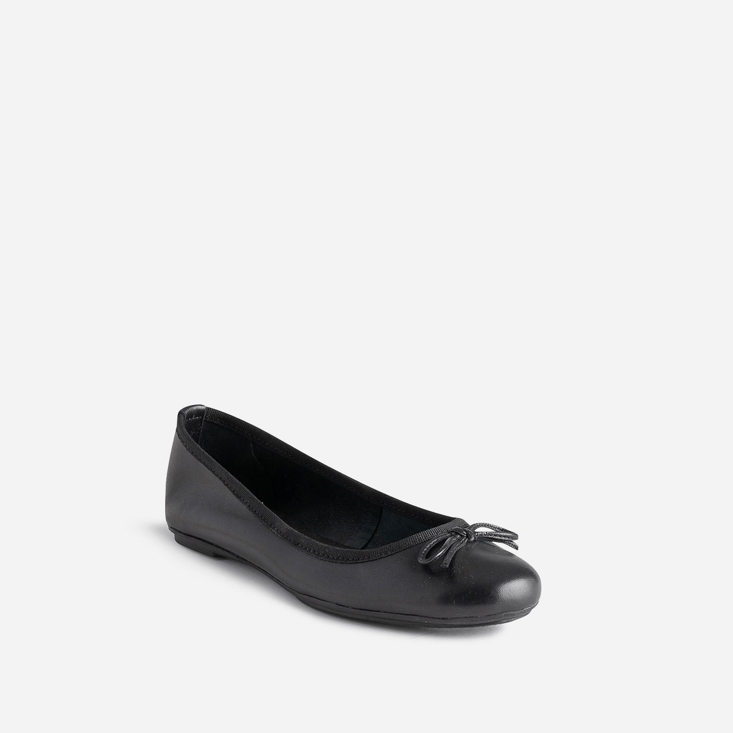 Ballerine noire en cuir avec noeud