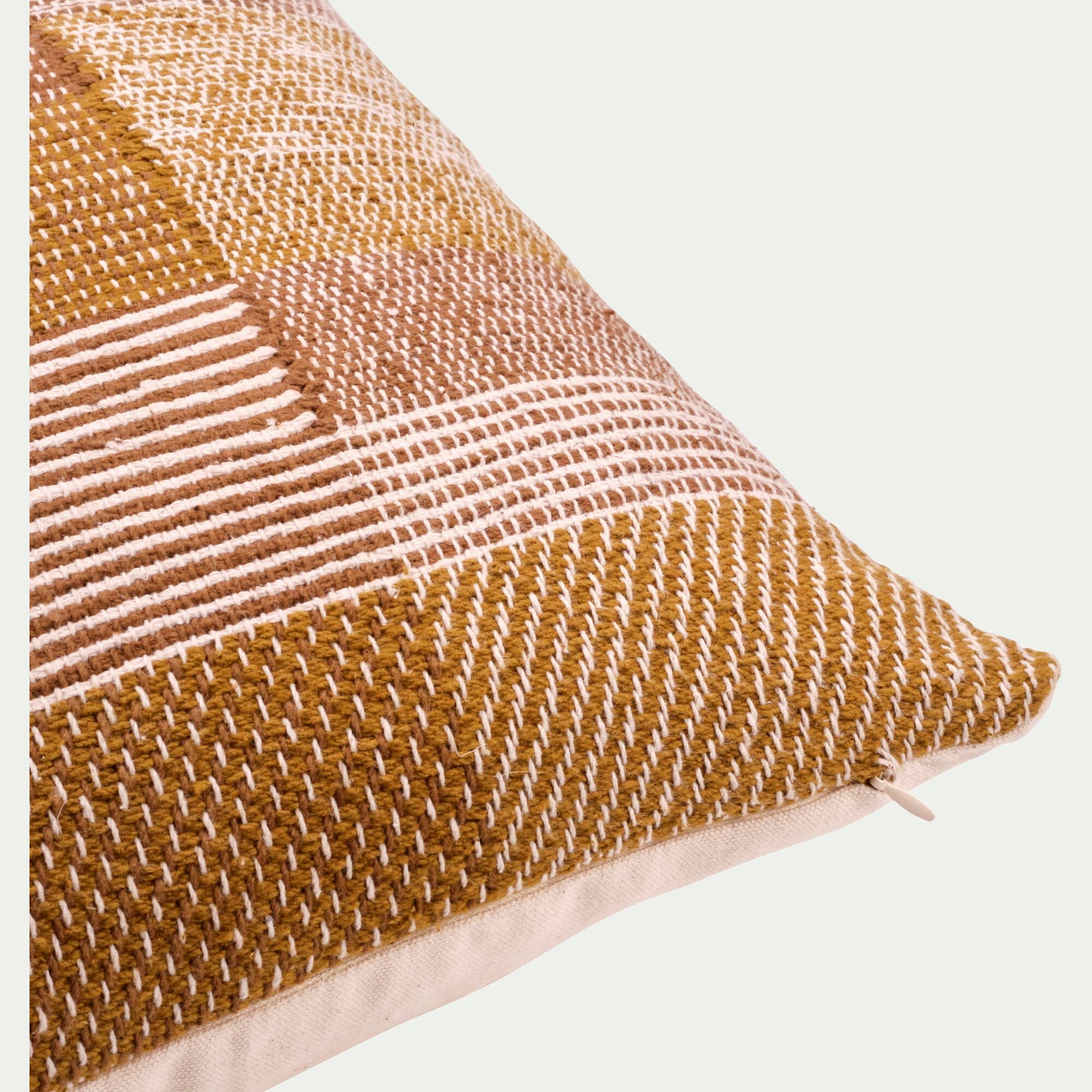 JASIM - Coussin à motifs tissés en coton 40x60cm - brun