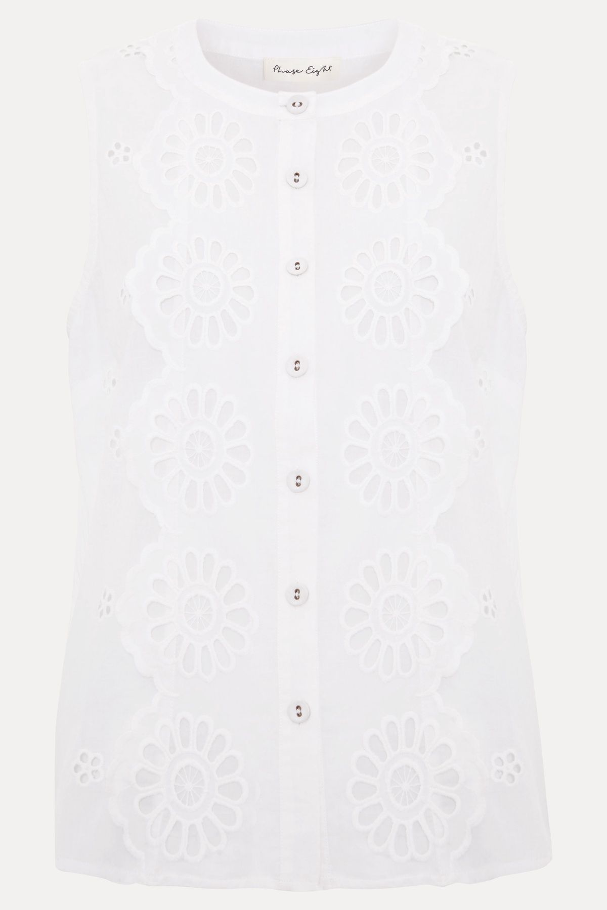Phase Eight Tilda Mandarin Collar Broderie Top