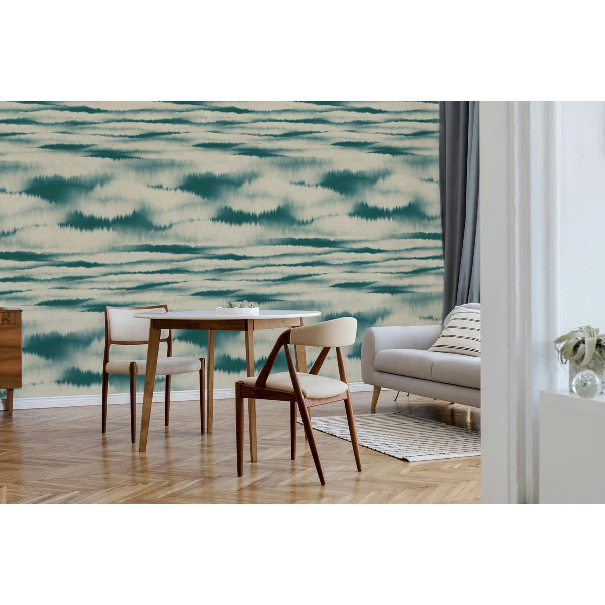 BAÃNA GREEN - Papier peint panoramique en Papier Bleu cÃ©ladon  284x275