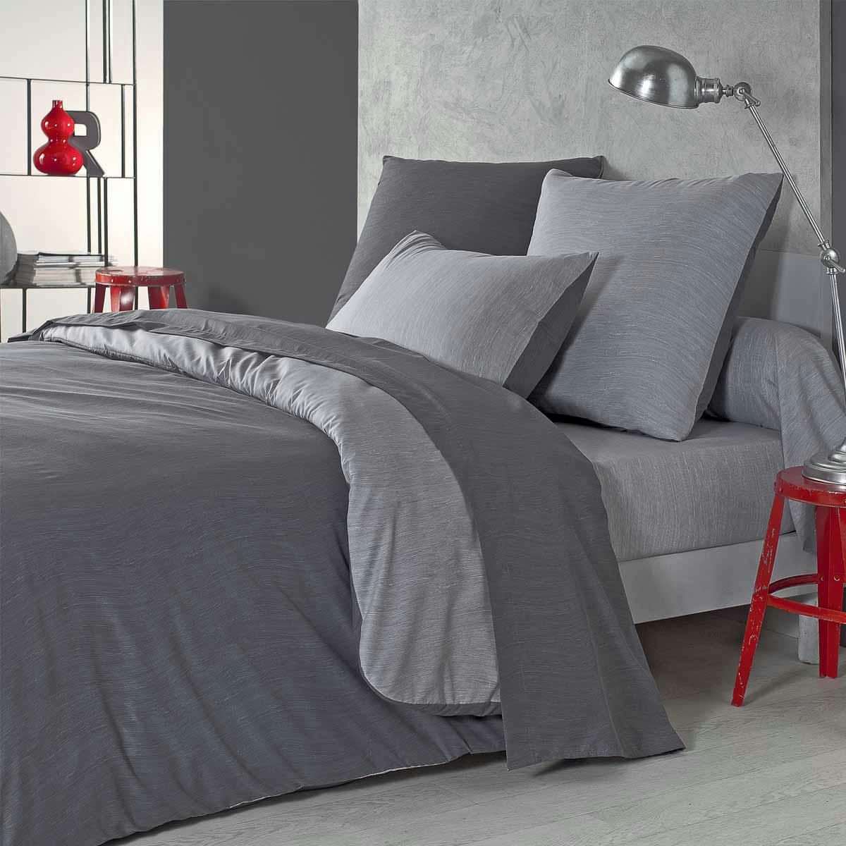 VAGUE - Taie d'oreiller bicolore en polyester gris 50x70