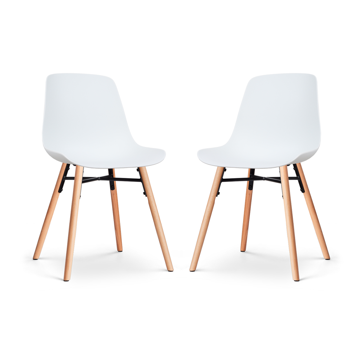 Nolon Nena-Pip Eetkamerstoelen Set van 2 - Wit - Houten Poten