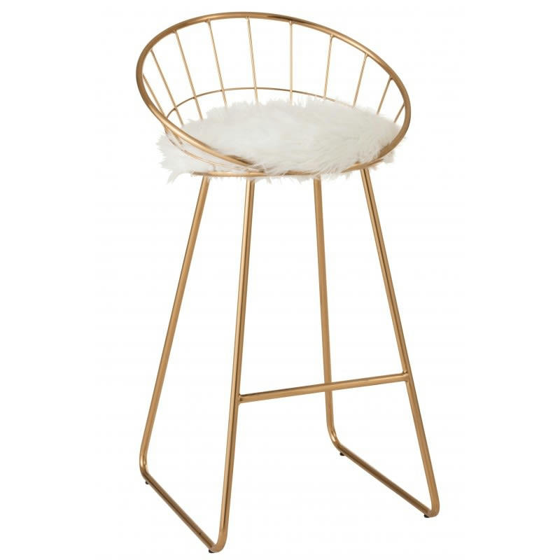 OR - Chaise de bar ronde en métal or