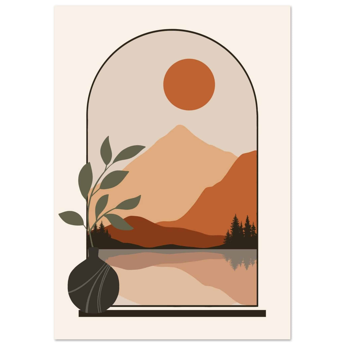 Artfulprints Poster Boho – Arched landscape  - A4 21x29.7 cm - Meerkleurig