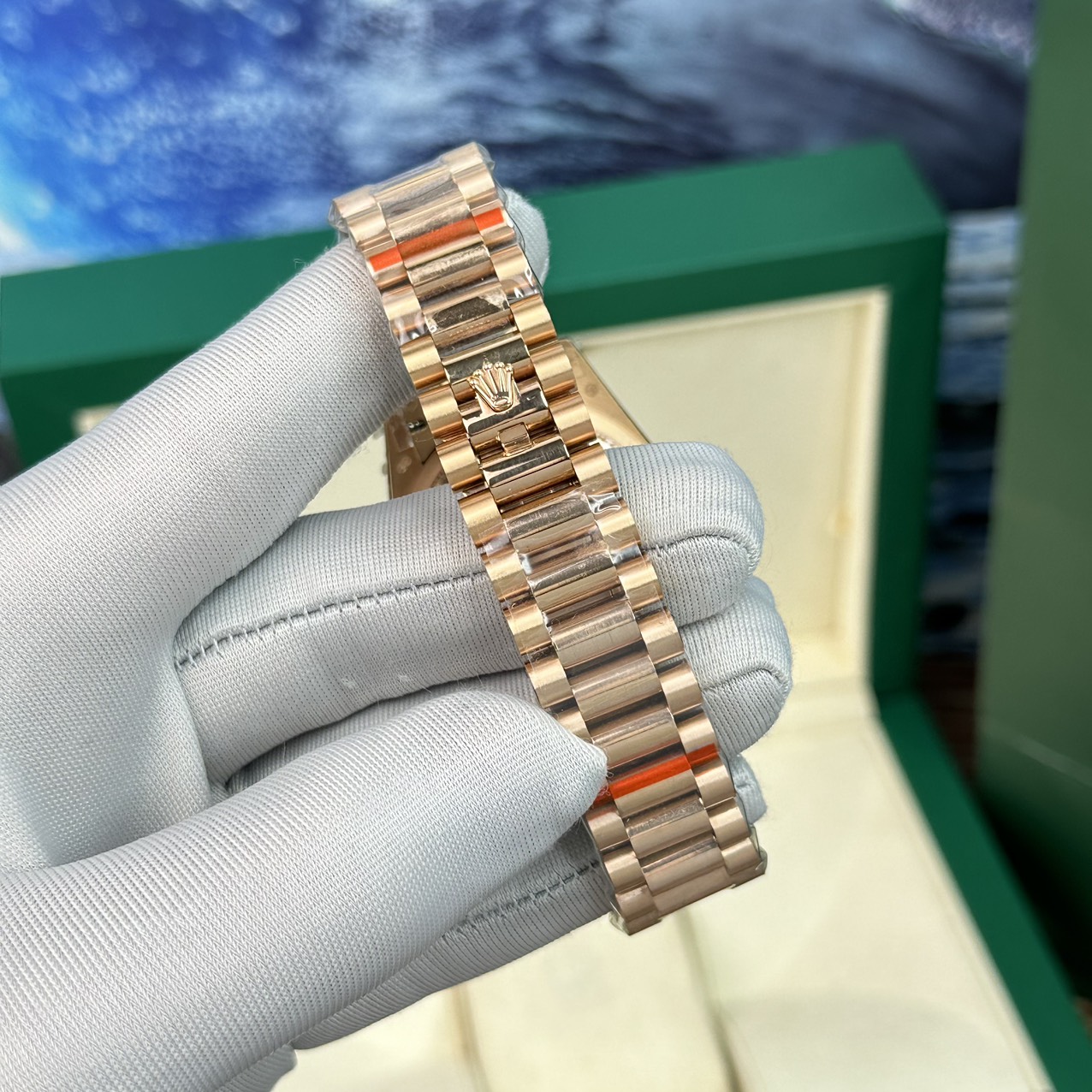 Rolex Day-Date RG Plated Dark MOP Dial CZ Diamonds 40mm BPF Replica