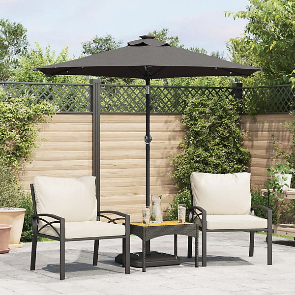 Parasol de jardin LED et mât en acier anthracite 225x225x212 cm vidaXL