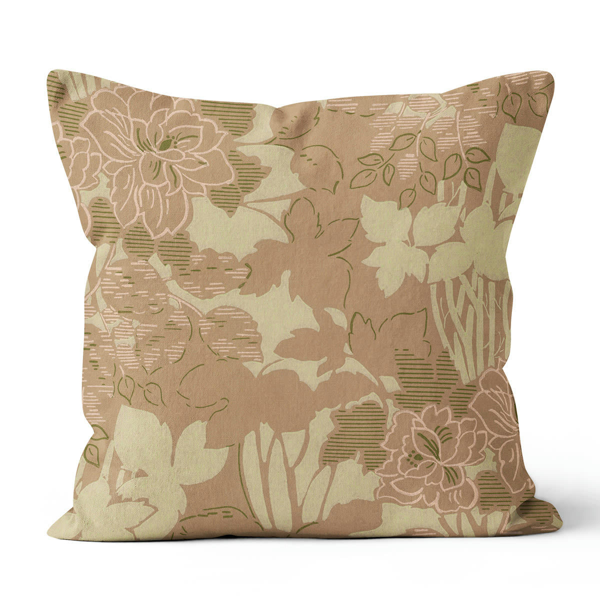 - Coussin floral polyester beige 40x40cm