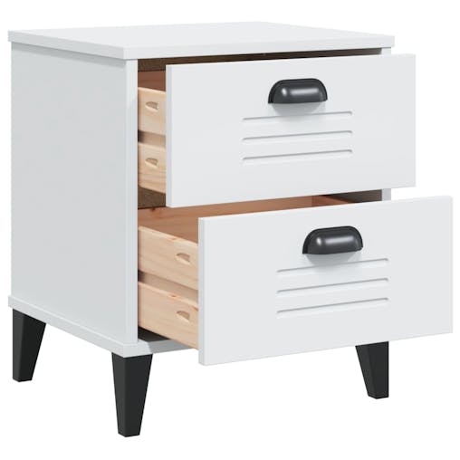 NNEVL Bedside Cabinet VIKEN White Solid Wood Pine