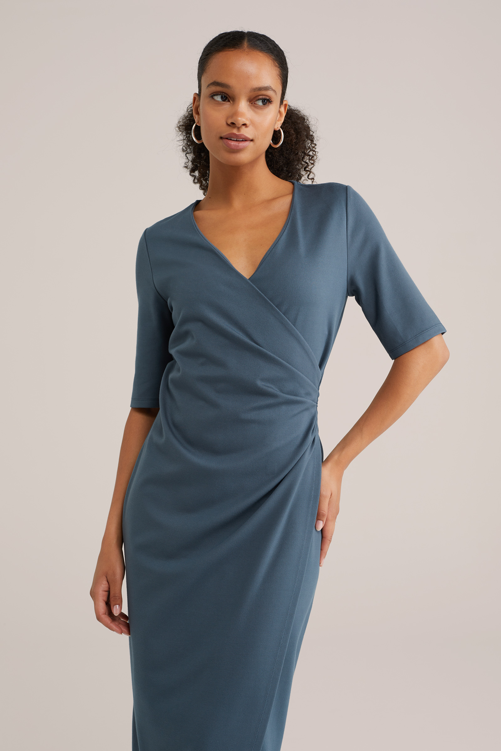 Dames Midi jurk met plooidetail