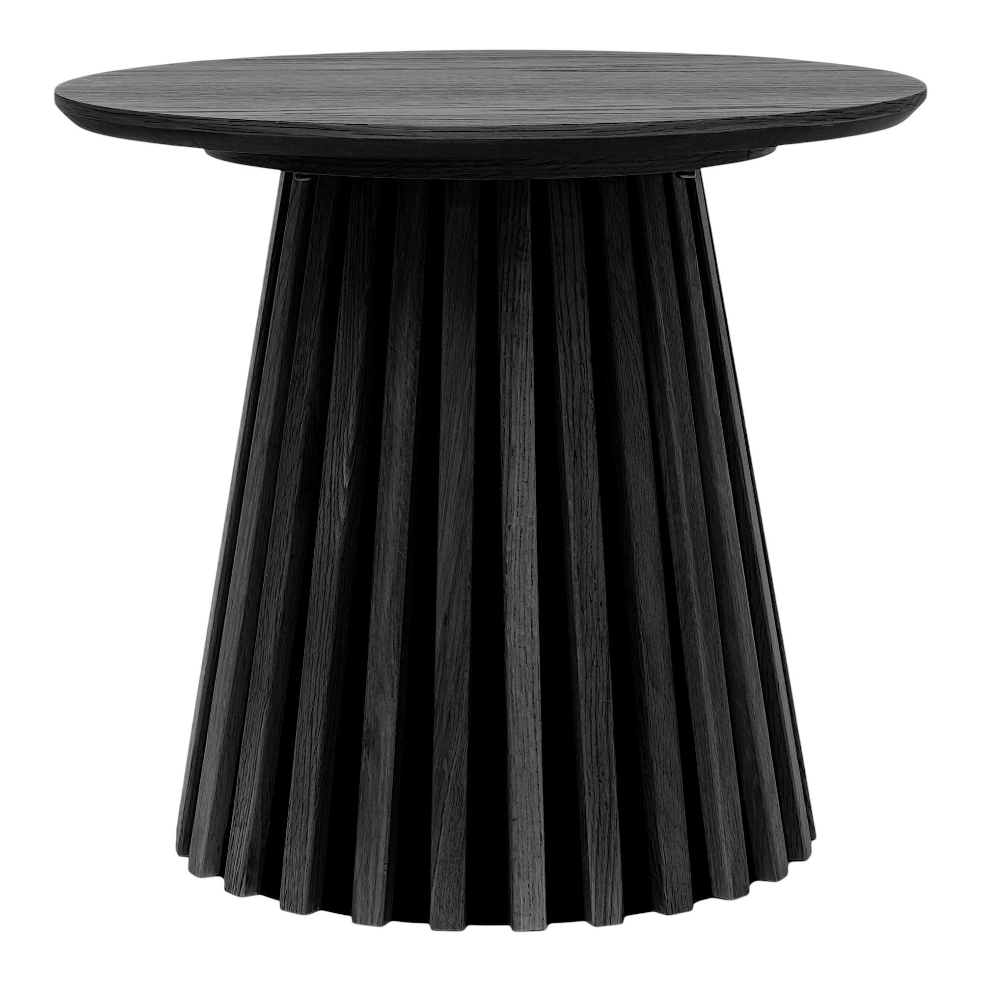 Table d’appoint ronde noire design pied rainuré AMSTERDAM