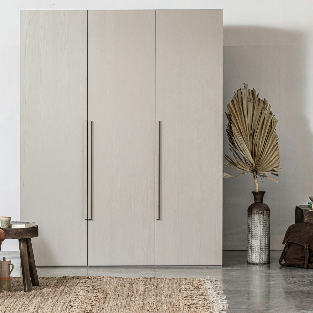 RENS - Armoire 3 portes en bois H210cm gris clair