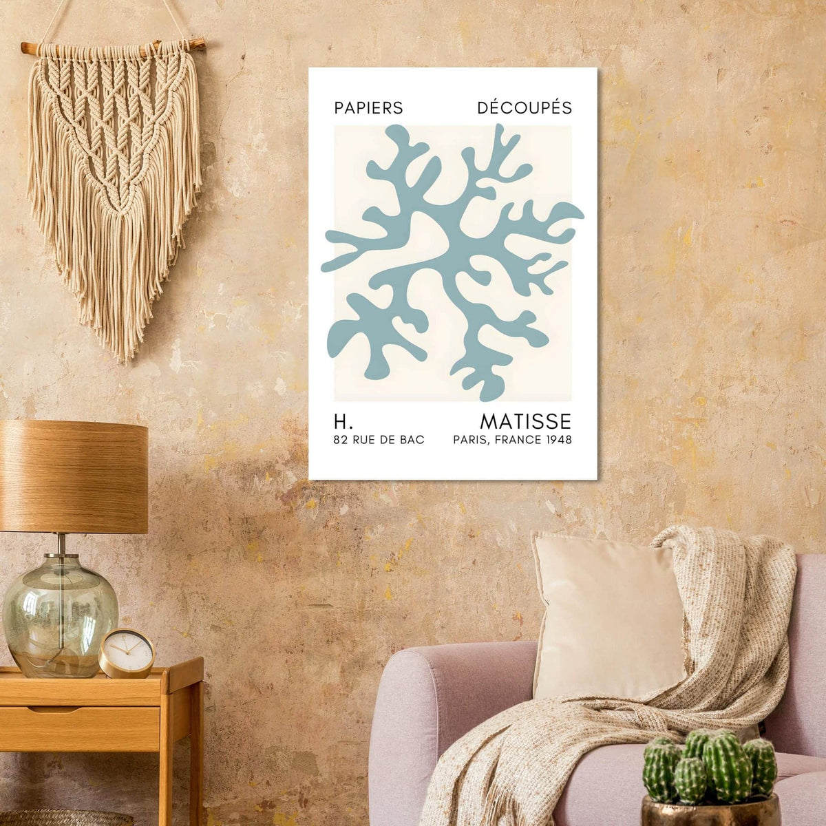 Artfulprints Poster Matisse – Dreamy coral flower turquoise  - 70x100 cm - Turquoise