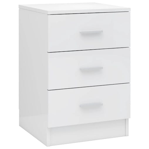 NNEVL Bedside Cabinets 2 pcs High Gloss White 38x35x56 cm Chipboard