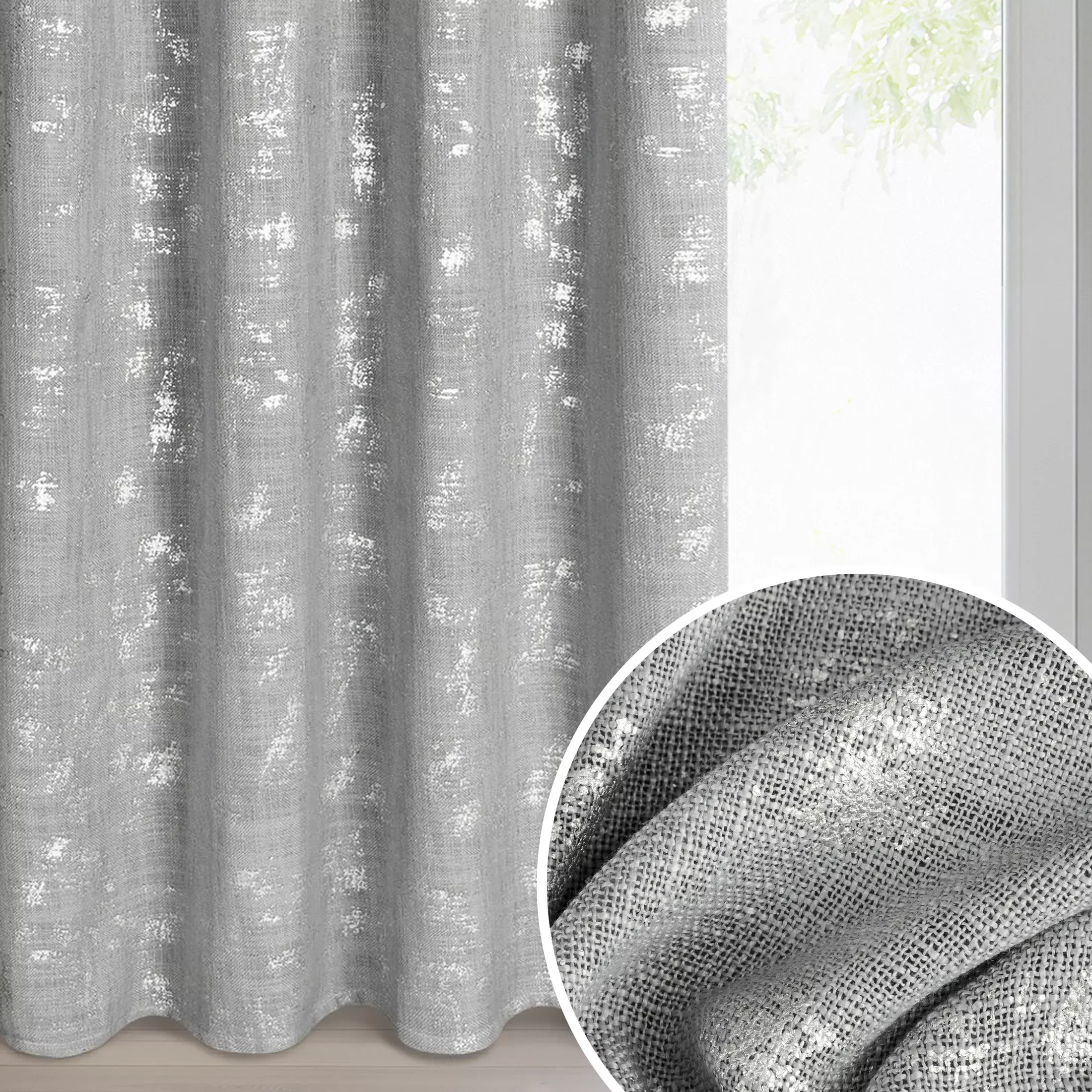 Zasłona srebrna w stylu eko 140x250 cm przelotka - SOLANA