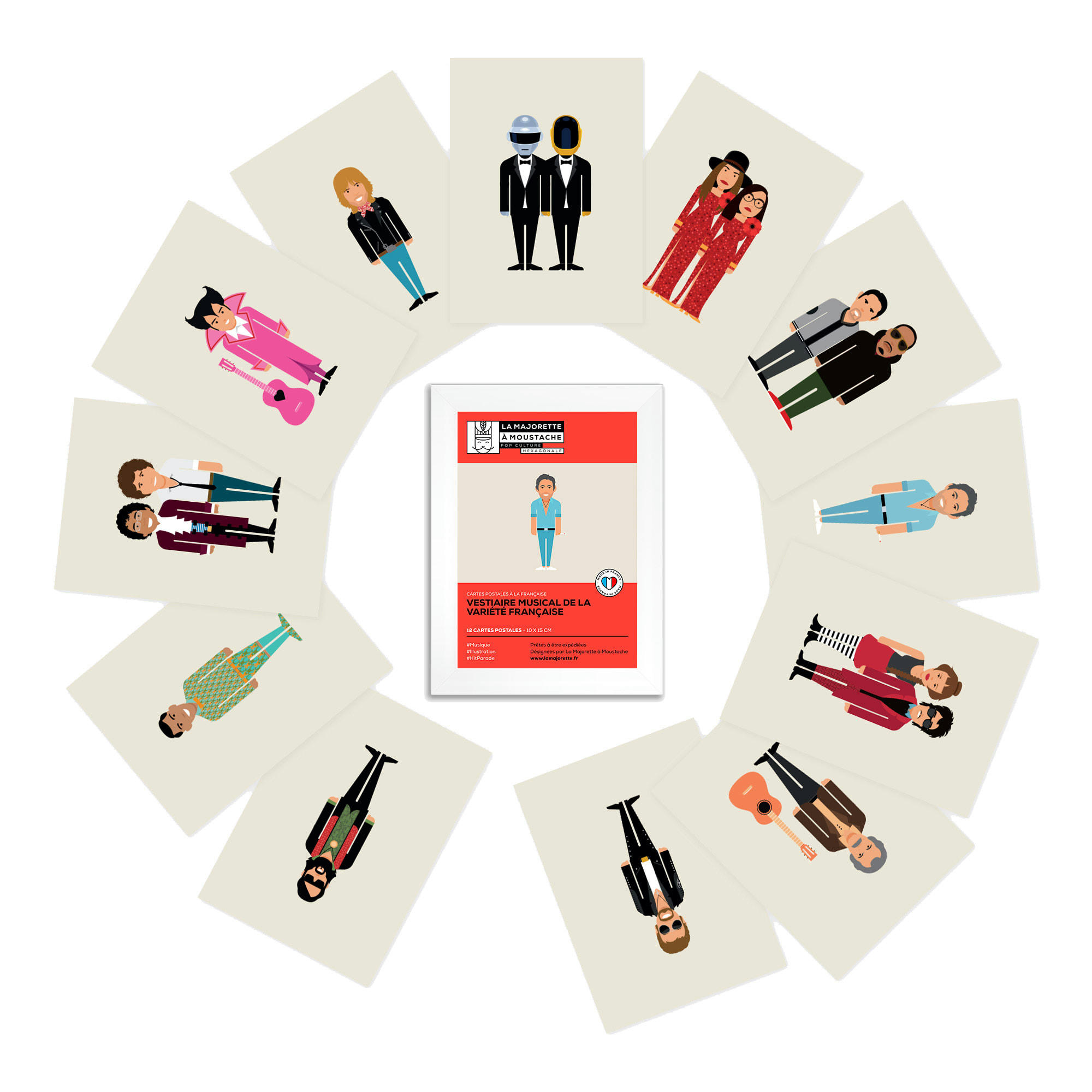 - Etui 12 cartes postales - Vestiaire musical de la variété française