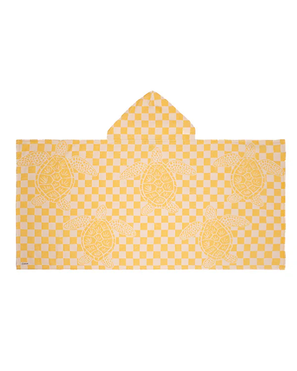 Checker Turtle Hooded Kids Bath Towel
