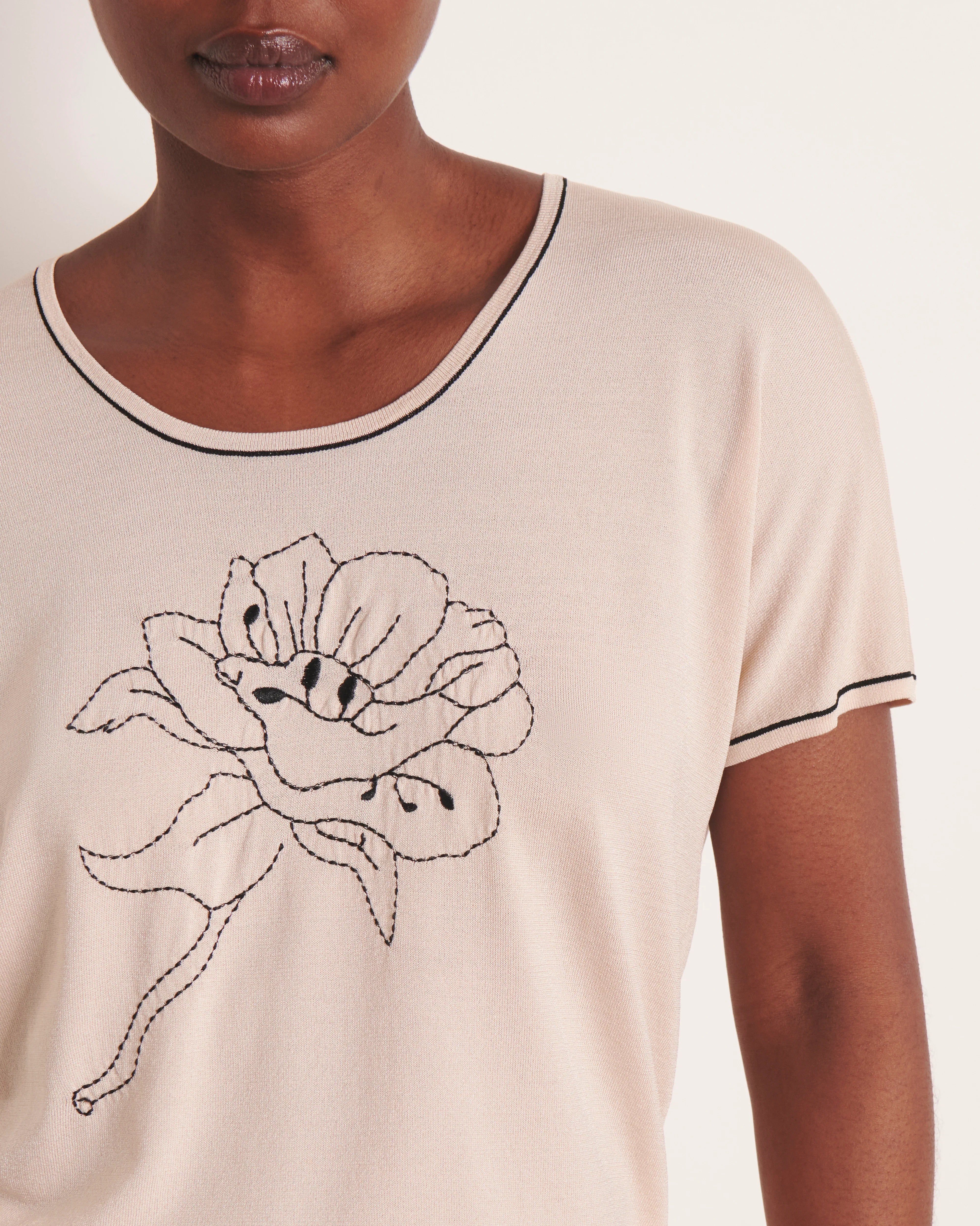 Pull beige brodé ALCATRAZ/13177/781