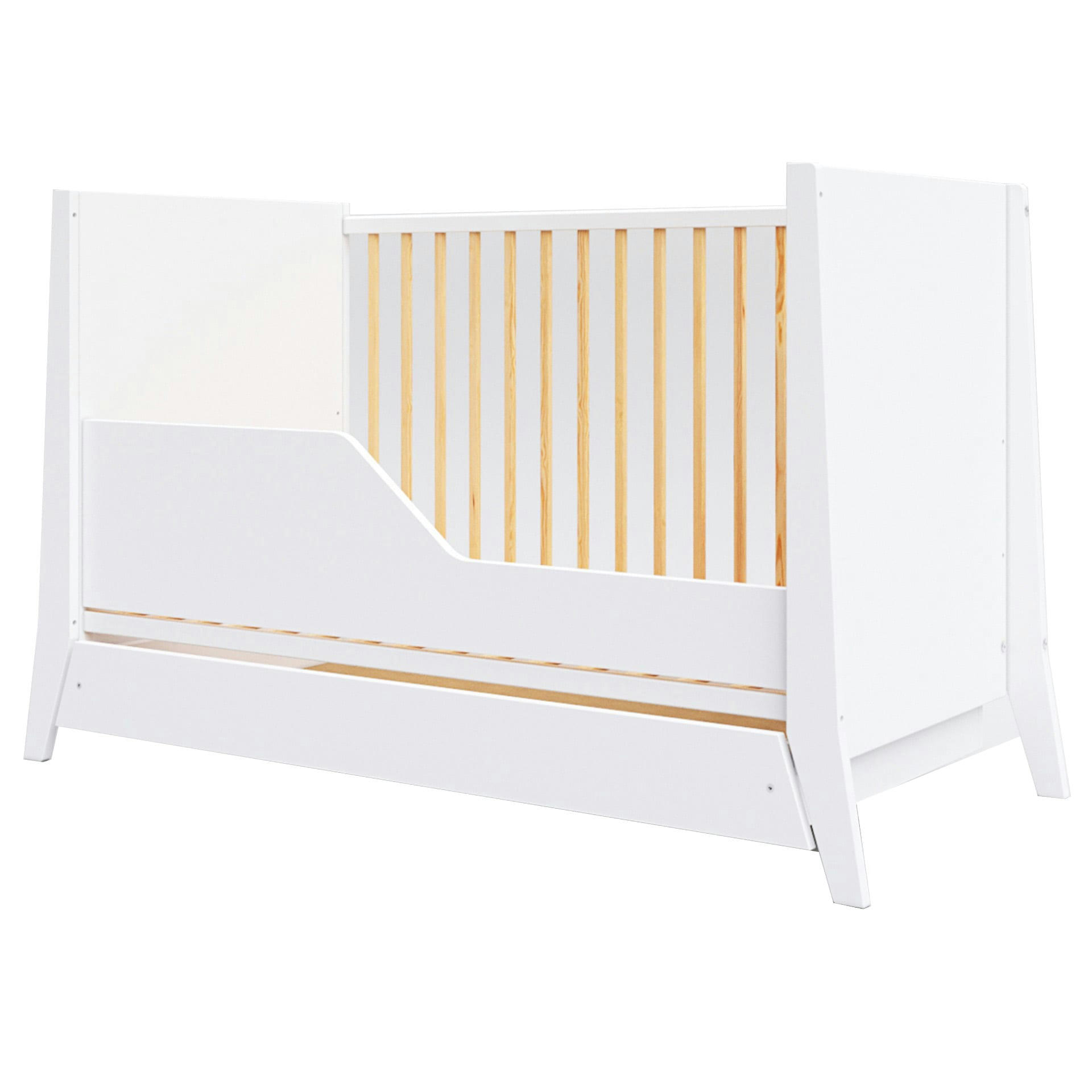 ZOÉ - Lit bébé évolutif en bois blanc et pin avec tiroir - 120x60 cm