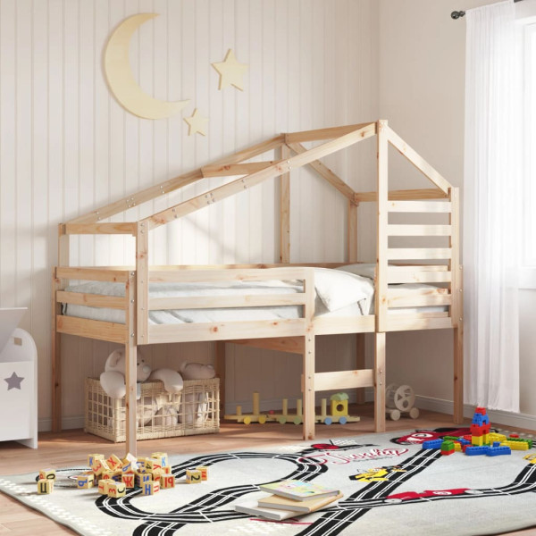 Wysokie łóżko z dachem 80x200 cm lite drewno sosnowe