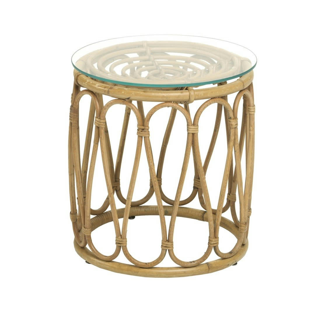 TAMBOUR - Table basse en rotin vintage