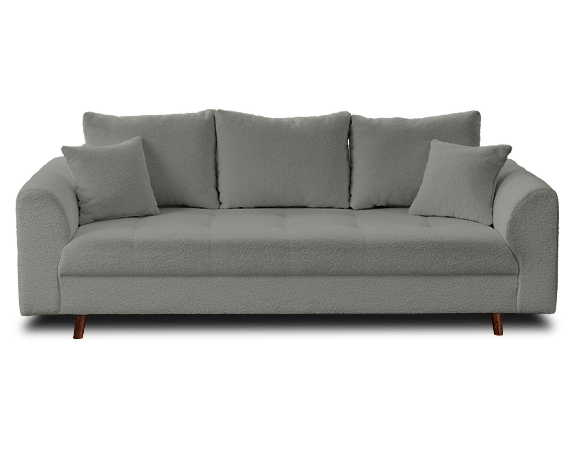 RUNE - Canapé droit 3 places en tissu bouclette gris