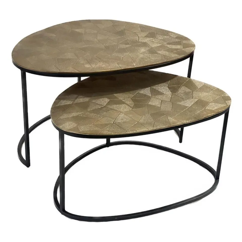 Salontafel Goud - Set van 2 - 90x65x50cm - Filou