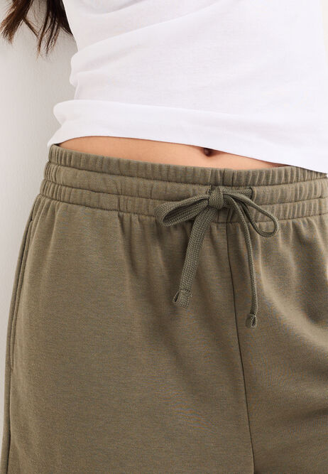 Womens Khaki Loopback Sweat Shorts