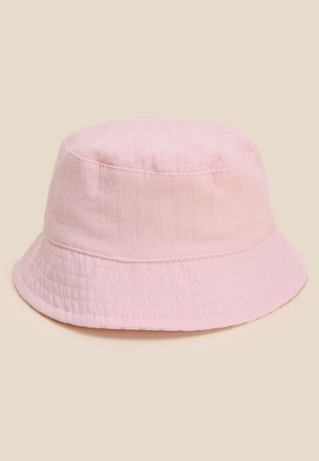 Baby Girls Pink Stripe Reversible Bucket Hat