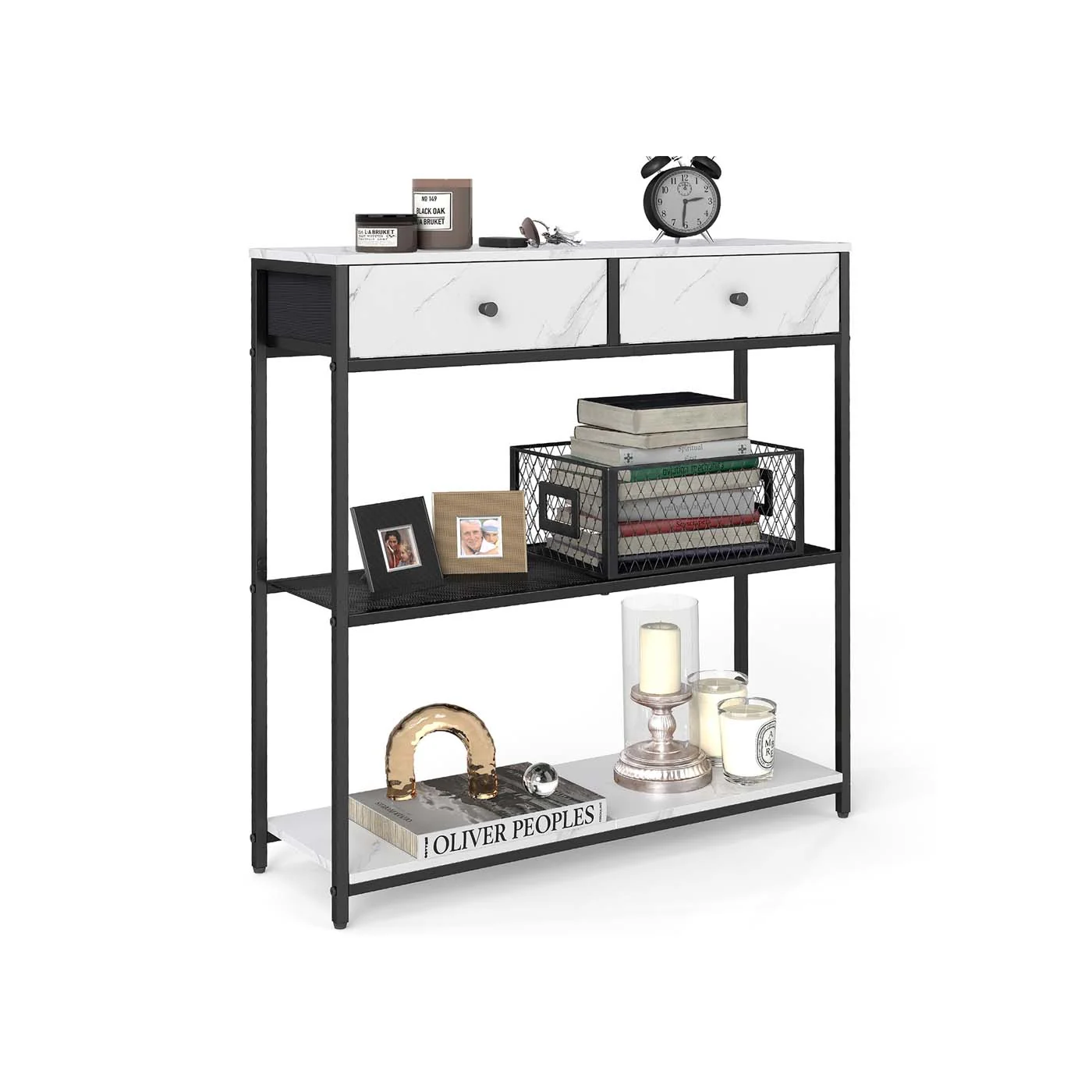 Console étroite à tiroirs tissu pour rangement ordonné et pratique