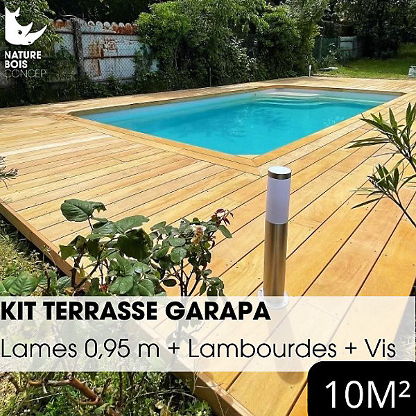 Kit terrasse complet - GARAPA - Ep.21 mm x l.145 mm - L.0,95 m/ 10 m²