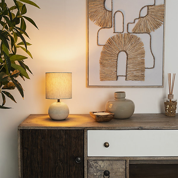 Lampe Gaia en coton H26,5cm blanc - Atmosphera