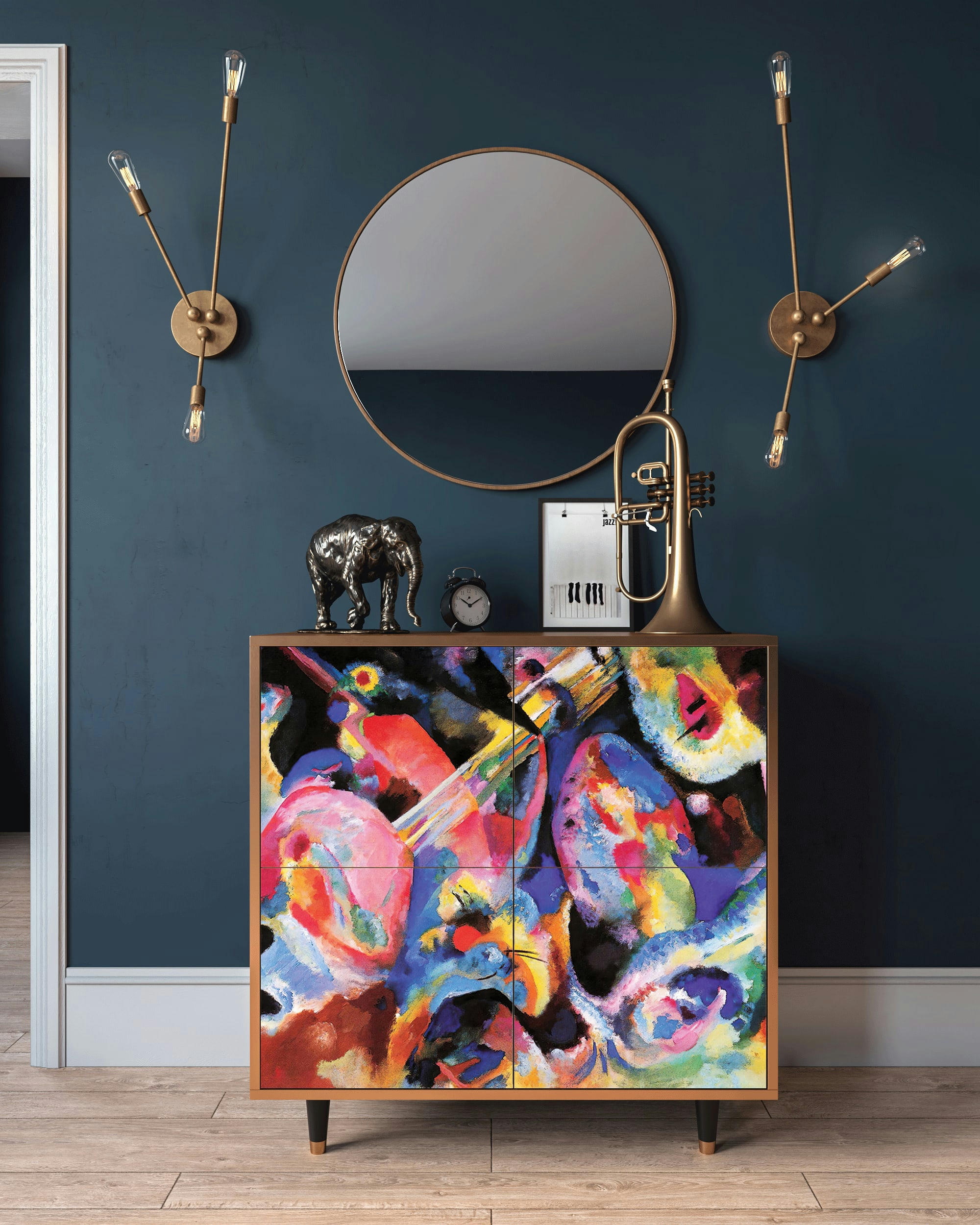 KANDINSKY - Buffet  multicolore 4 portes L 94 cm