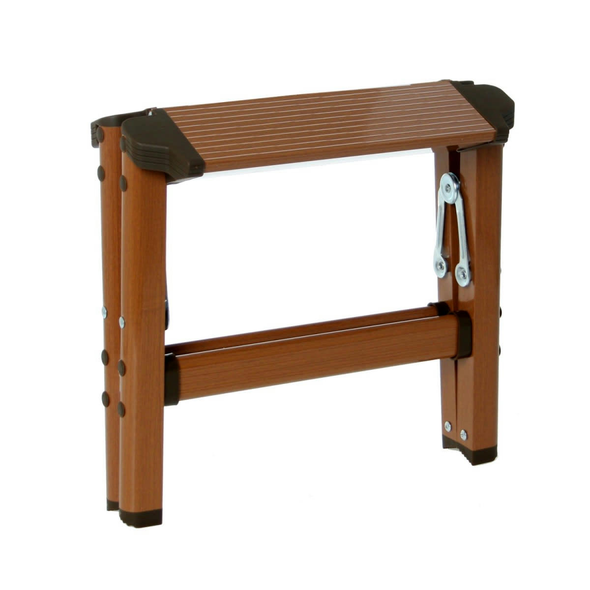 - Escabeau marchepied pliable aluminium couleur bois H29,5cm