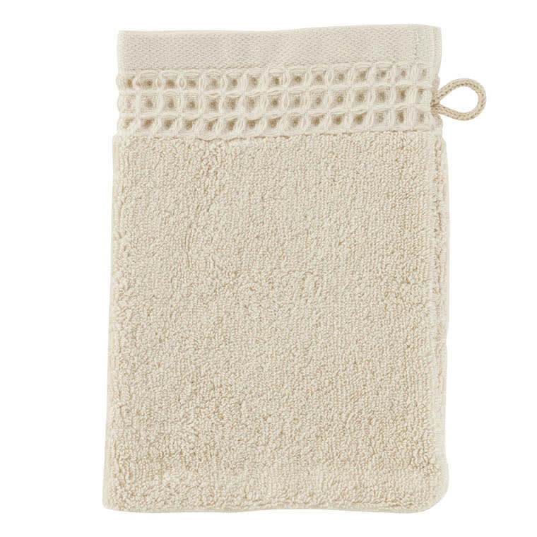 SOURCE - Gant de toilette bouclette de coton bio bouclette uni beige 15x21