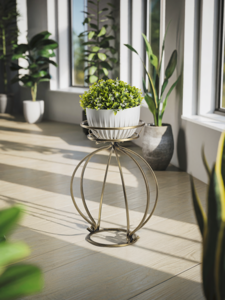 Kwietnik Metalowy Złoty Virella 38x54 cm Do Wnętrz