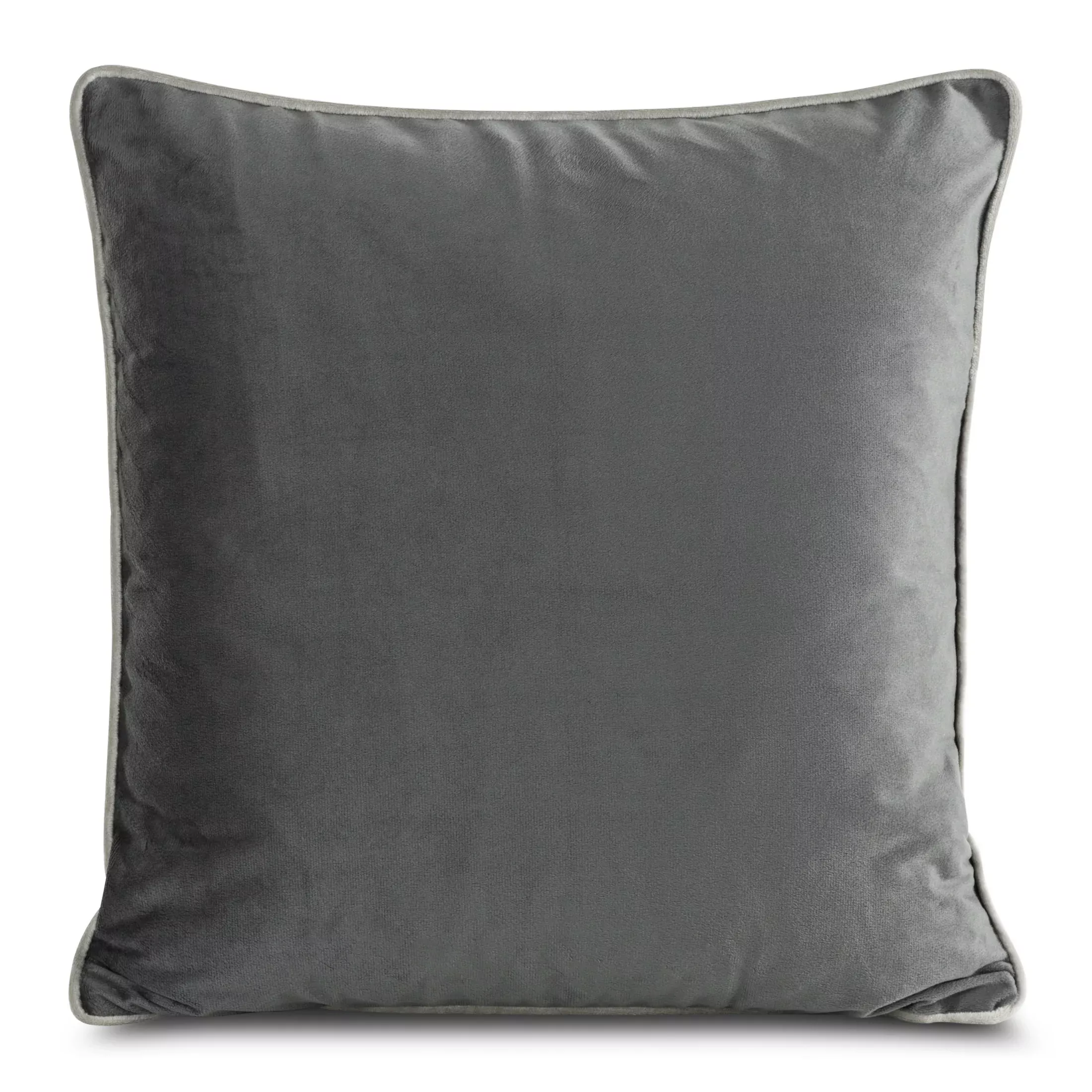 Poszewka na poduszkę 60x60 cm welwetowa stalowa zdobiona kontrastującą wypustką na brzegach poszewki MELIA Eurofirany Premium