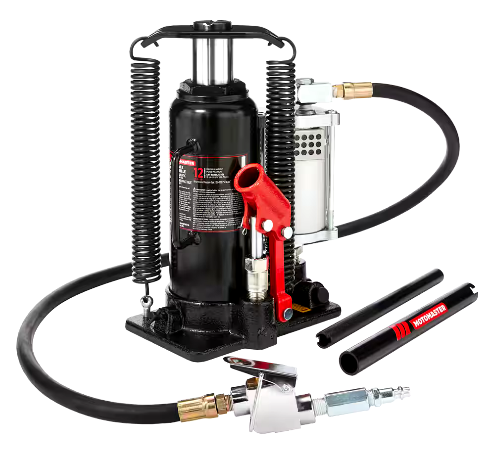 MotoMaster Pneumatic / Hydraulic Bottle Jack w/ Quick Connector, 12-Ton
